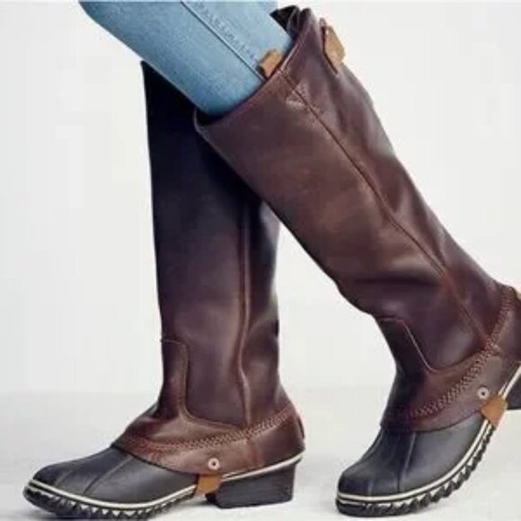 Sorel Slimpack Riding Equestrian Tall Boots Waterproof Leather Black - Picture 3 of 15